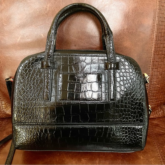 Kate Spade Croc Embossed Genuine Leather Satchel/Crossbody With Detachable Strap - Picture 3 of 11